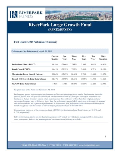 RiverPark Large Growth Fund