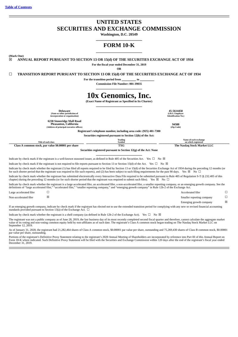 10x Genomics — View Annual Report