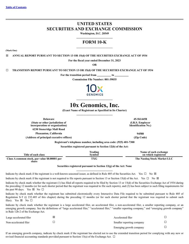 10x Genomics — View Annual Report