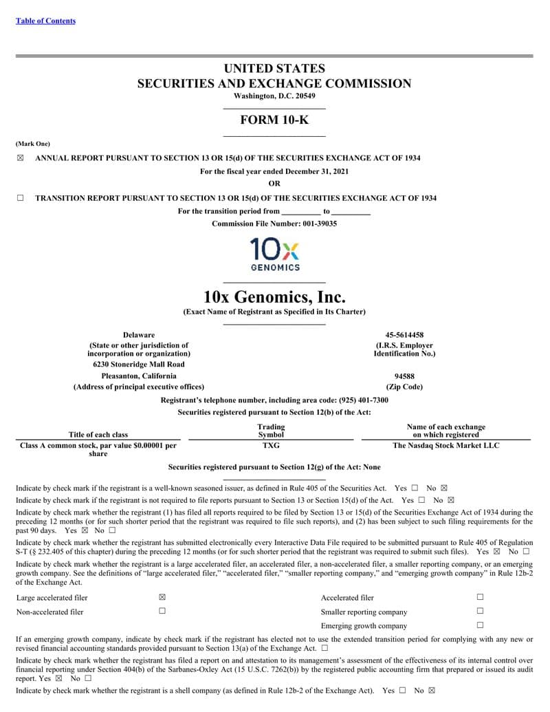 10x Genomics — View Annual Report