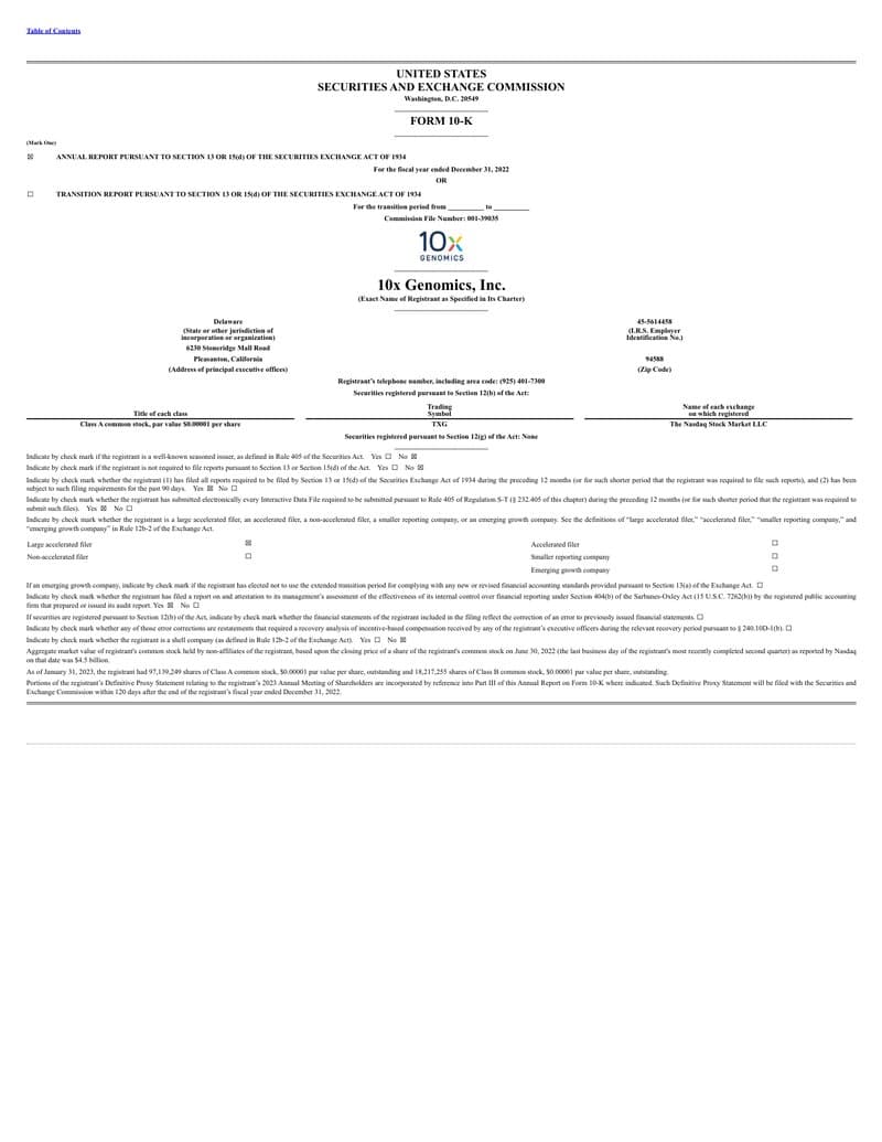 10x Genomics — View Annual Report