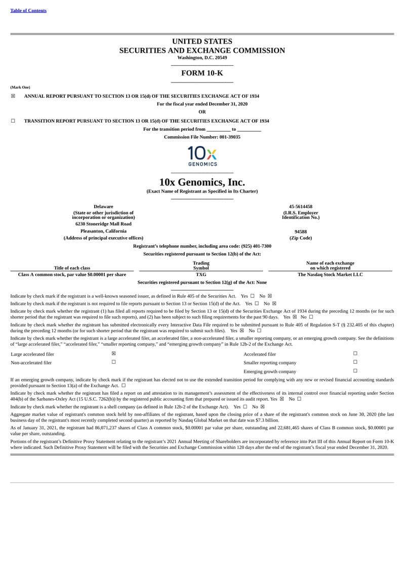 10x Genomics — View Annual Report