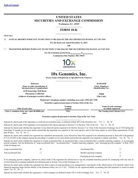 10x Genomics Inc._2021_Annual_Report