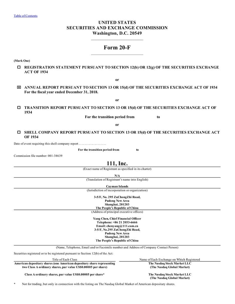 111, Inc — View Annual Report