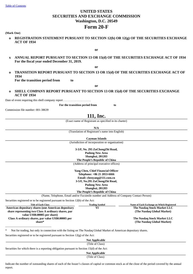 111, Inc — View Annual Report