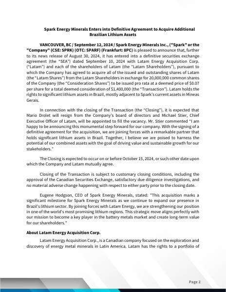 14_091224_DefinitiveAgreementForAcquisitionOfLatam_1