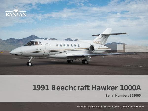 1991-Beechcraft-Hawker-1000A-Spec-Sheet