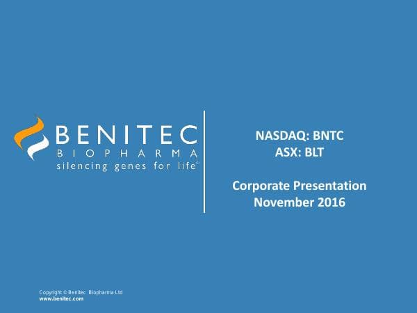 20161110_Benitec_Aus_Roadshow_Presentation