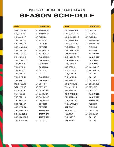 2020-2021-Blackhawks-Schedule