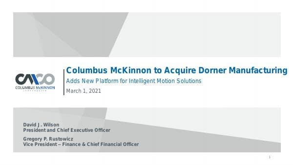 20210301-CMCO-Dorner-Acquisition-FINAL