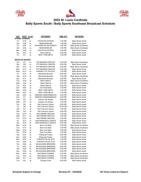 2022_Cardinals_TV_schedule_Bally_Sports_South_and_Southeast