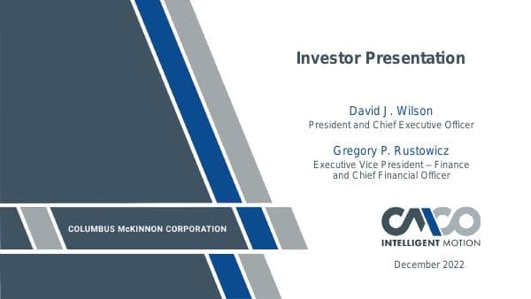 20221205-CMCO-December-Investor-Presentation-FINAL