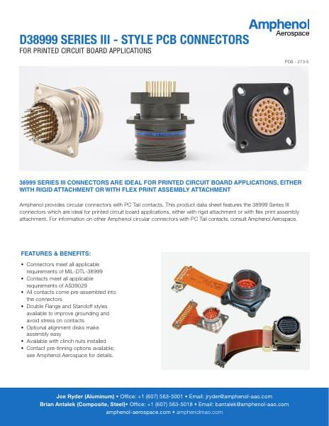 38999-with-PCB-Tails-Data-Sheet