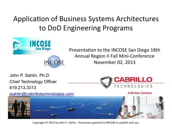 9-John-Sahlin-Sahlin_INCOSE_SD_Fall_MiniConf_2013_Final_Final