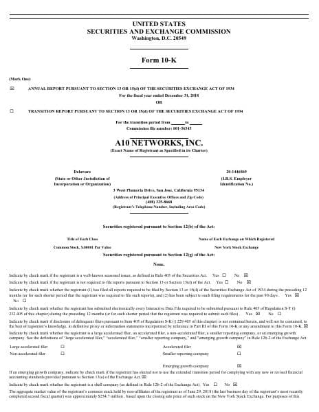 A10 Networks Inc_2018_Annual_Report