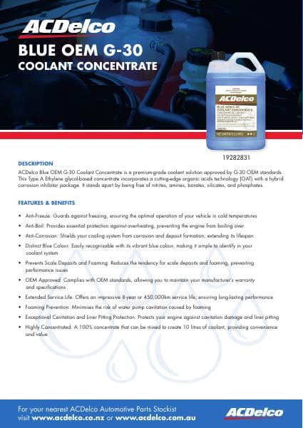ACDelco%20Blue%20OEM%20G-30%20Coolant%20Concentrate%20Sell%20Sheet