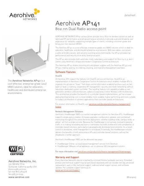 Aerohive-Datasheet-AP141