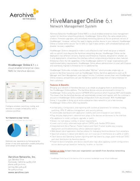 Aerohive_Datasheet_HiveManager-Online