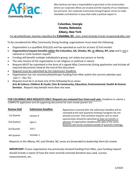 aflac-community-giving-form