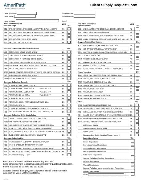 AmeriPath-Client-Supply-Order-Form