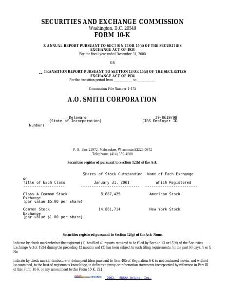 AO Smith Corporation_2000_Annual_Report