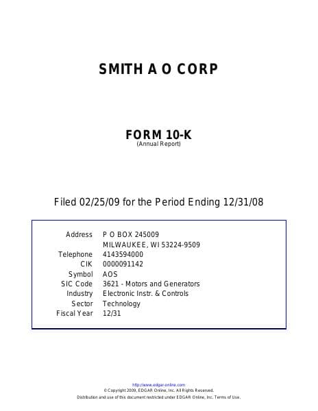 AO Smith Corporation_2009_Annual_Report