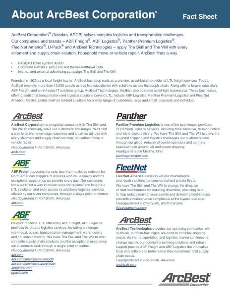 ArcBestFactSheet9_27_2016