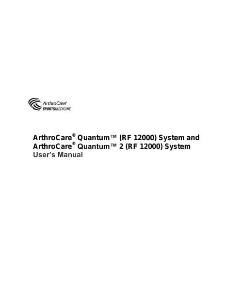ArthroCare-Quantum-2-RF-12000-ESU-ControllerUserManual
