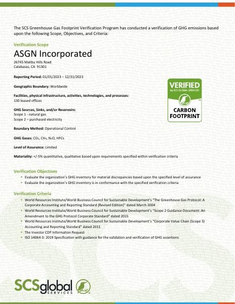 ASGN%202023%20GHG%20Inventory%20Assurance%20Statement