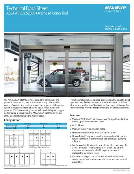 assa-abloy-sl500ohc-tech-data-sheet