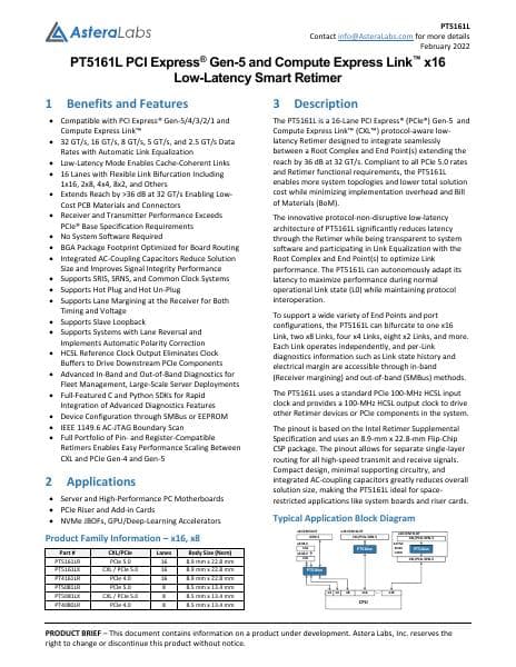 Astera_Labs_PT5161L_Product_Brief