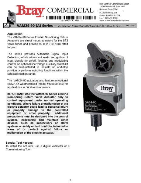 Bray-VAM24-90-P-Installers-Guide