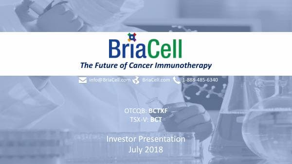 BriaCell_Investor_Presentation_2018July20