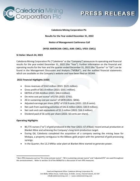 Caledonia-2022-FY-Results