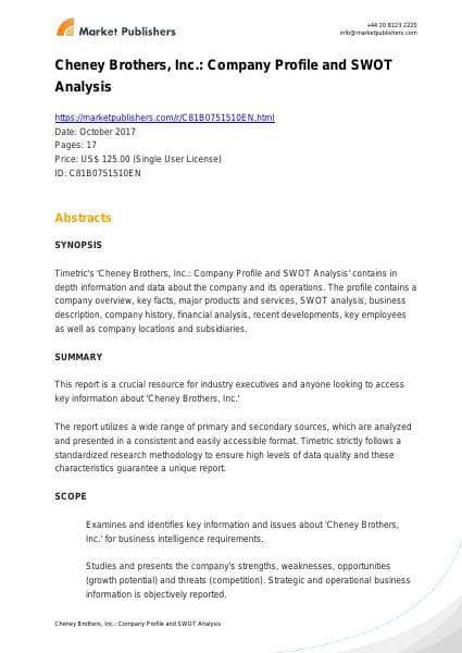 cheney-brothers-inc-company-profile-n-swot-analysis