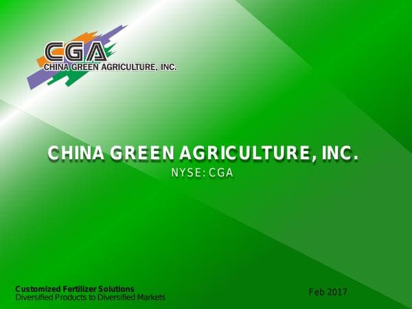 CHINAGREENAGRICULTUREINC