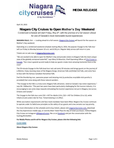 CityCruises_April19_NiagaraOpening