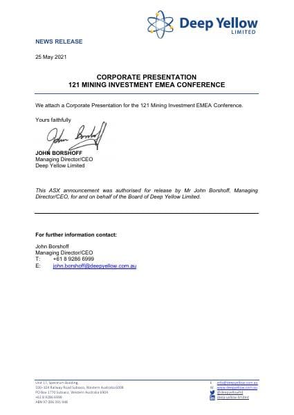 CorporatePresentation121MiningInvestmentEMEAConference25May21