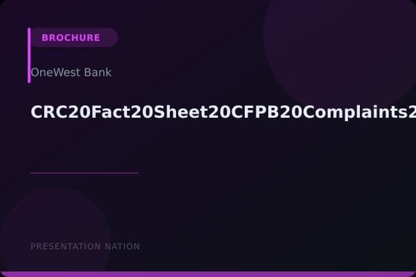 CRC20Fact20Sheet20CFPB20Complaints20Against20OneWest