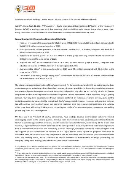 DouYu+2Q24+Earnings+Release_9.11