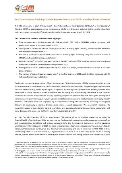 DouYu+International+Holdings+Limited+2024+Q1+Earnings+Release