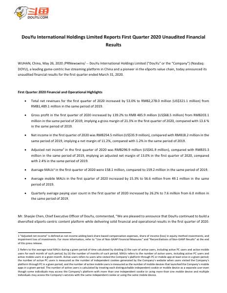DOYU+1Q20+Earnings+Results