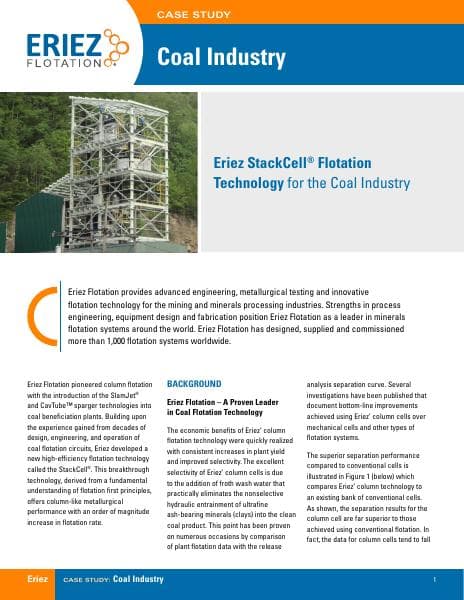 Eriez-Flotation-CoalIndustry-StackCell-Floatation-Technology