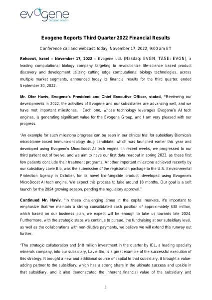Evogene-PR-Q3-2022-Results-FINAL