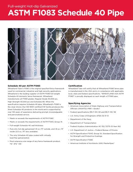 F1083-Schedule-40-Specifications