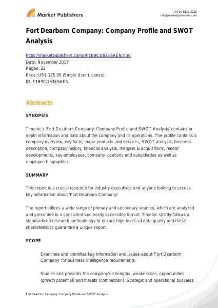 fort-dearborn-company-company-profile-n-swot-analysis