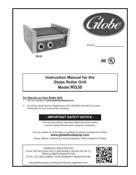 globe_rg30-roller-grill_owner's-manual