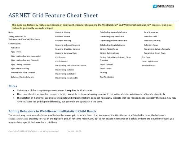 InfragisticsASPNETGridCheatSheet