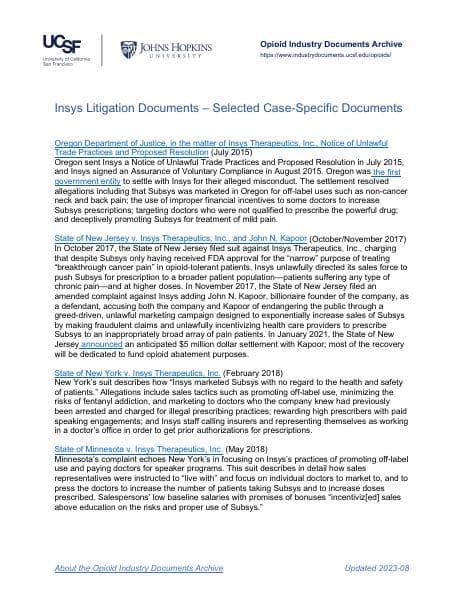 Insys-SelectedCaseSpecificDocuments
