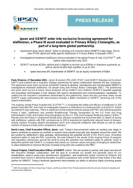 Ipsen-Genfit-Collaboration-17-December-2021